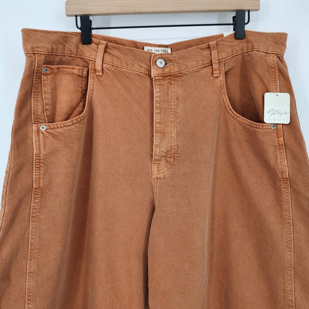 We The Free NWT Good Luck Barrel Jeans Size 33 Ginger Root Earthy Boho Hippie - Picture 3 of 10